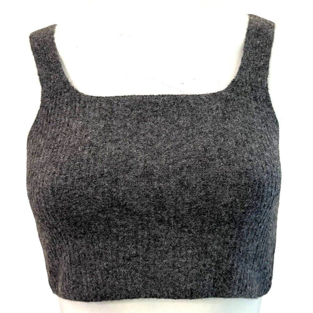 Everlane Womens S Cozy Stretch Cropped Tan Top Yak Sleeveless Gray Soft NWT